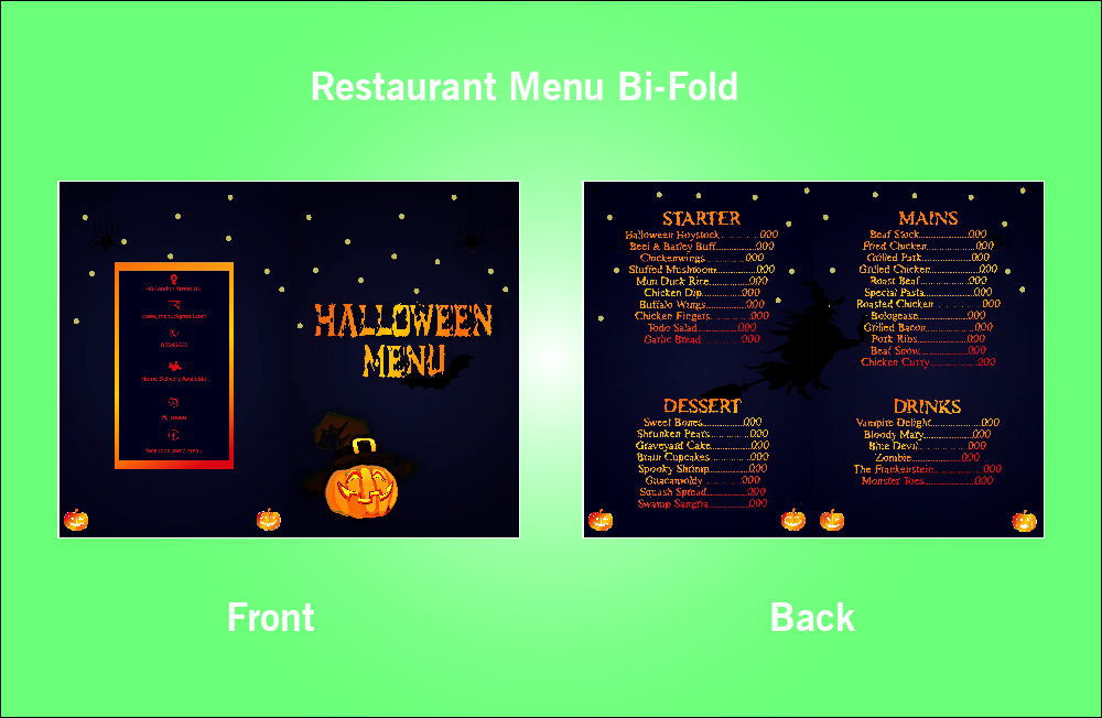 Restaurant Halloween Menu Bi-Fold - S6