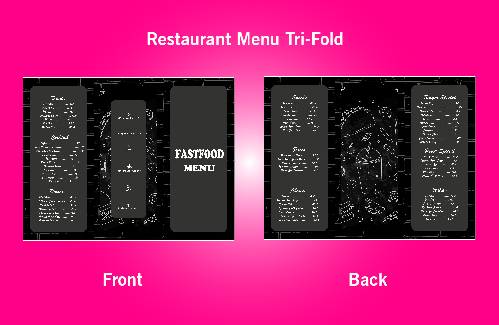 Restaurant Fast Food Menu Tri-Fold - S17