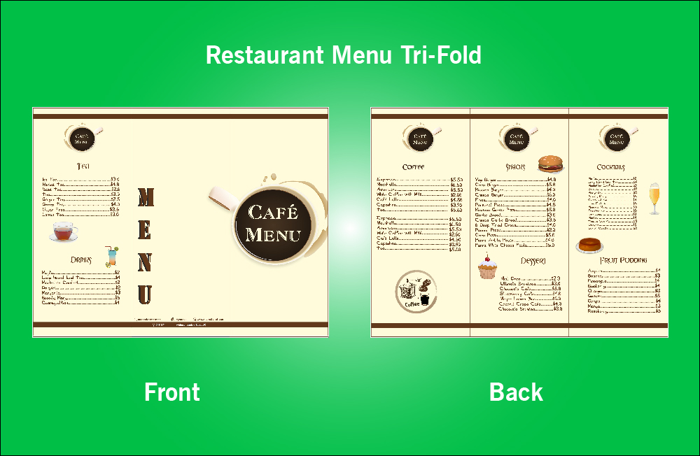 Restaurant Cafe Menu Tri-Fold - S19
