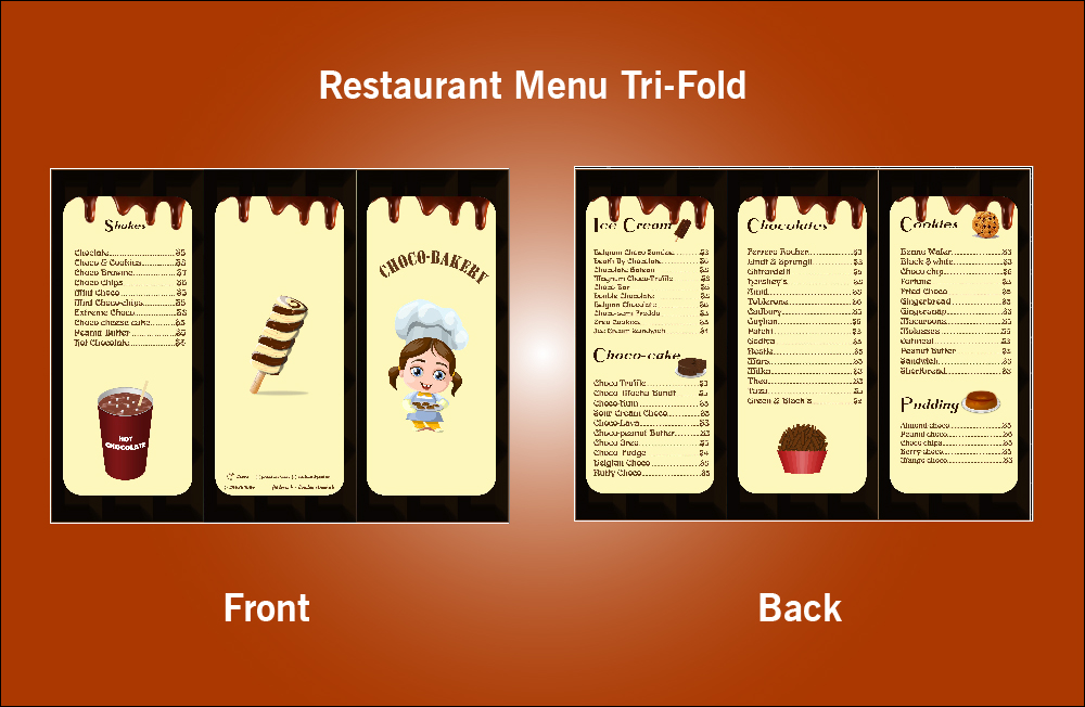 Restaurant Choco Bakery Menu Tri-Fold - S20