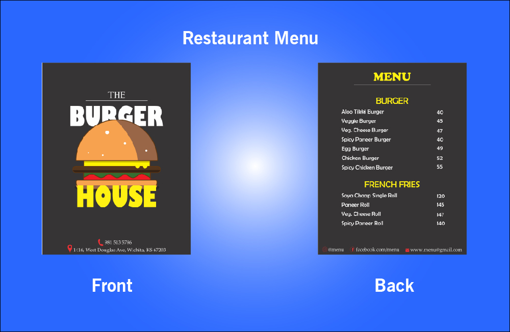 Restaurant The Burger House Menu - V24