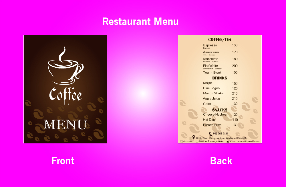 Restaurant Coffee Menu - V25