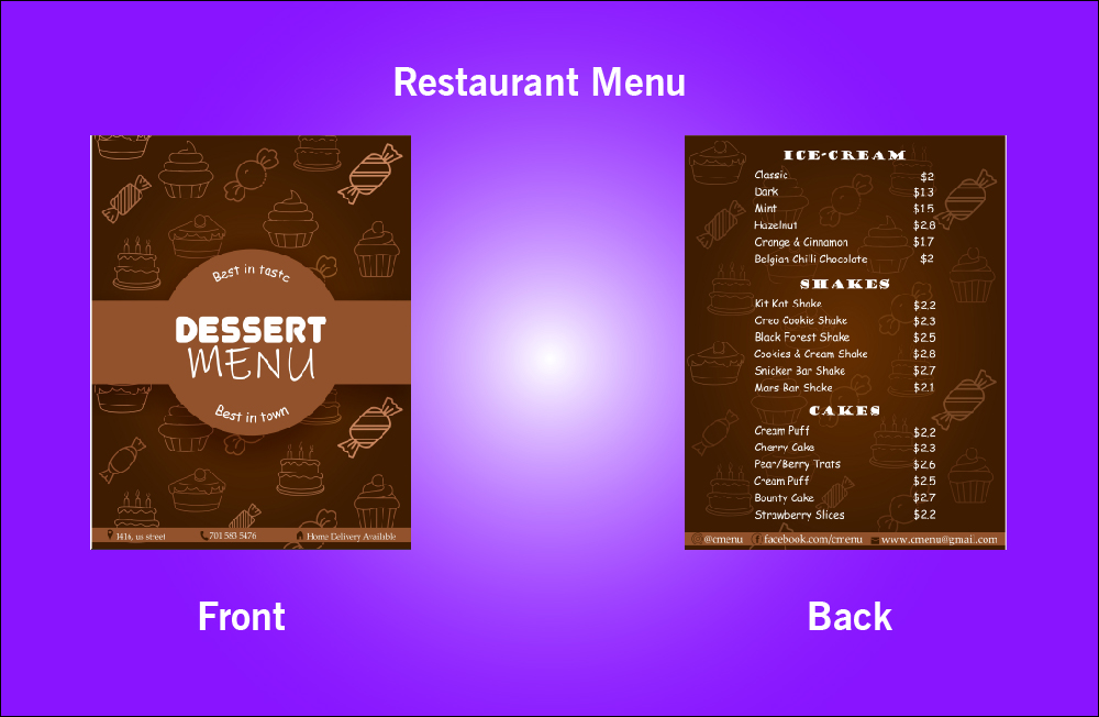 Restaurant Dessert Menu - V26