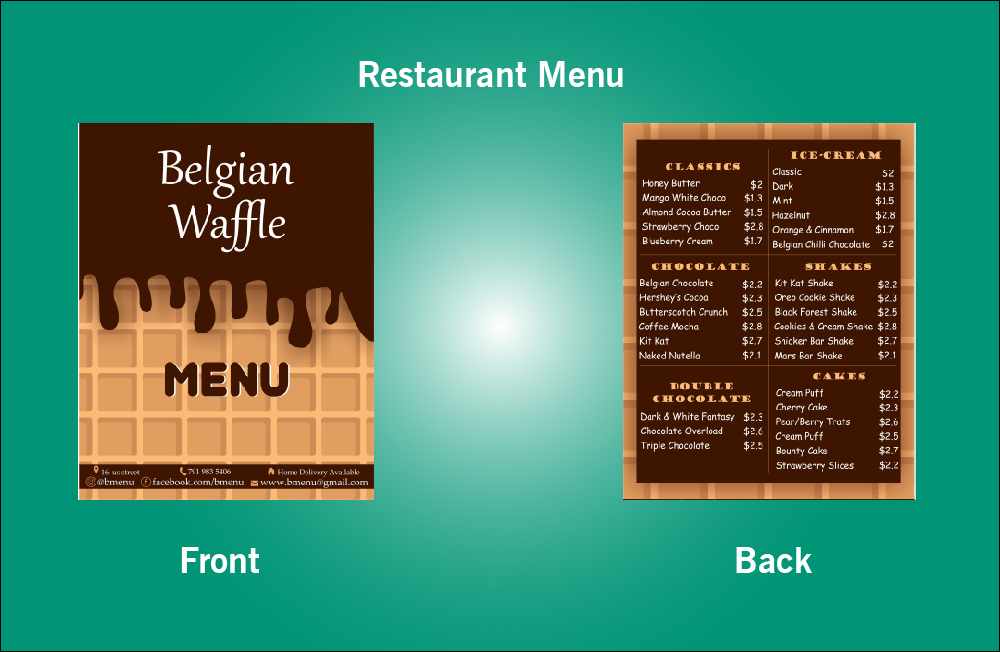 Restaurant Belgian Waffle Menu - V27