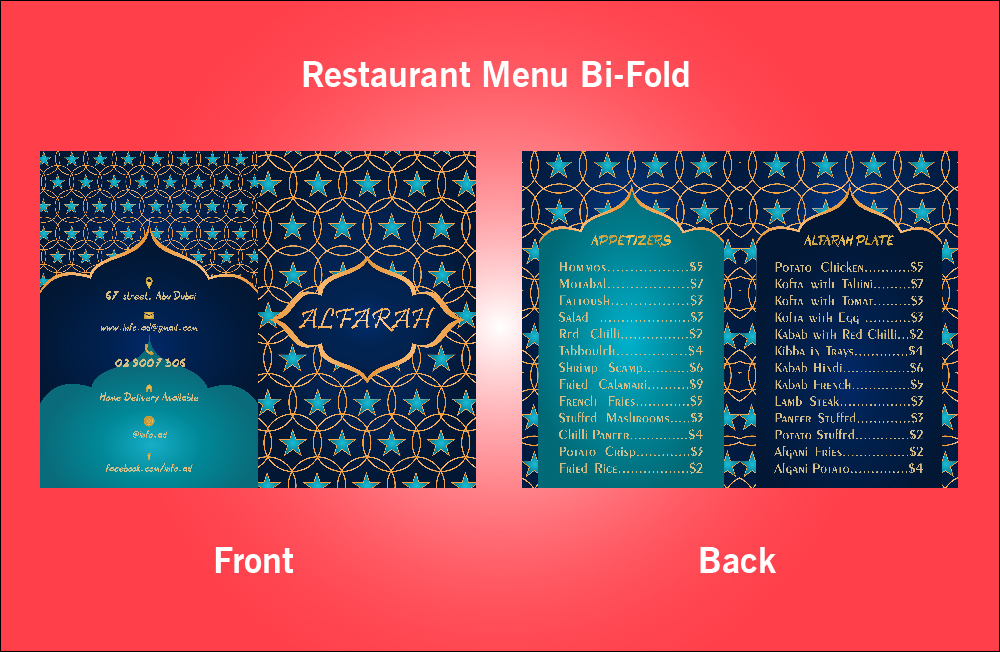Restaurant Bi-Fold Menu - V33