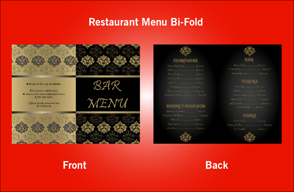 Restaurant Bar Bi-Fold Menu - V34