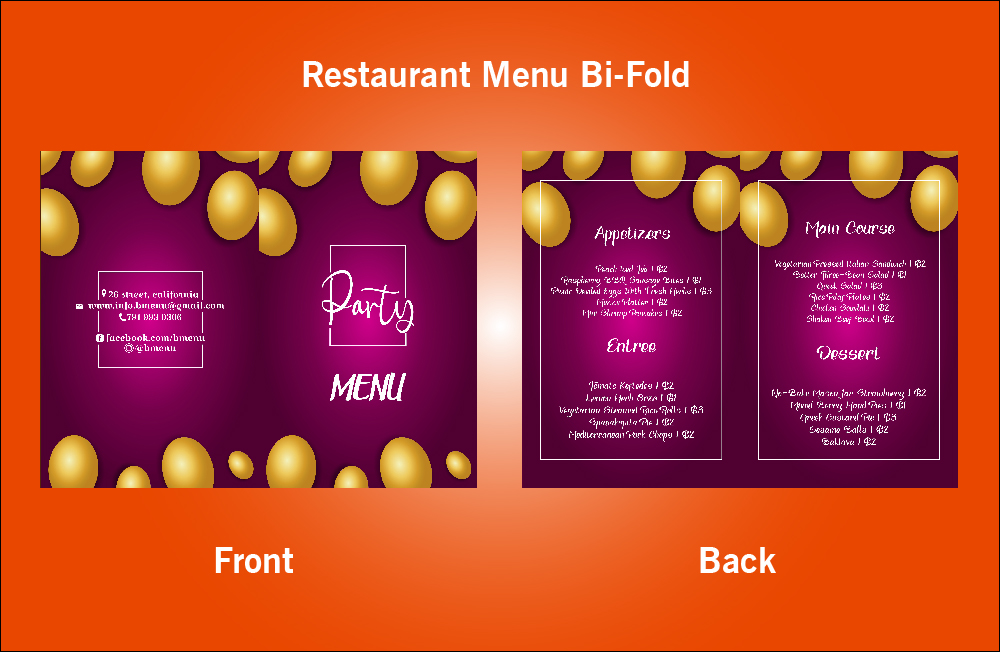 Restaurant Party Bi-Fold Menu - V37