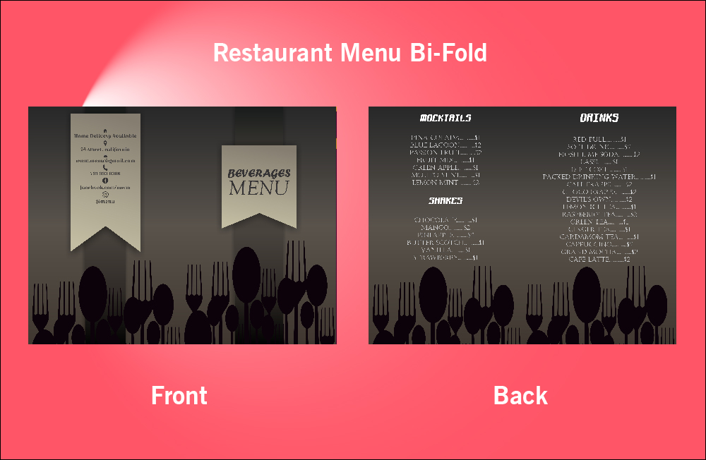 Restaurant Beverages Bi-Fold Menu - V38