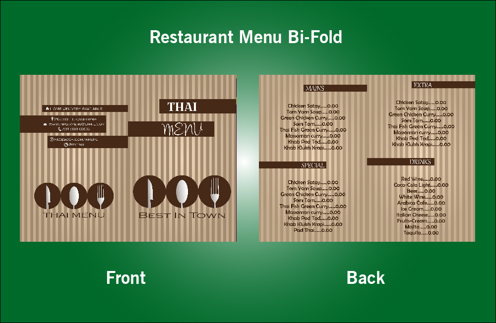 Restaurant Thai Bi-Fold Menu - V40