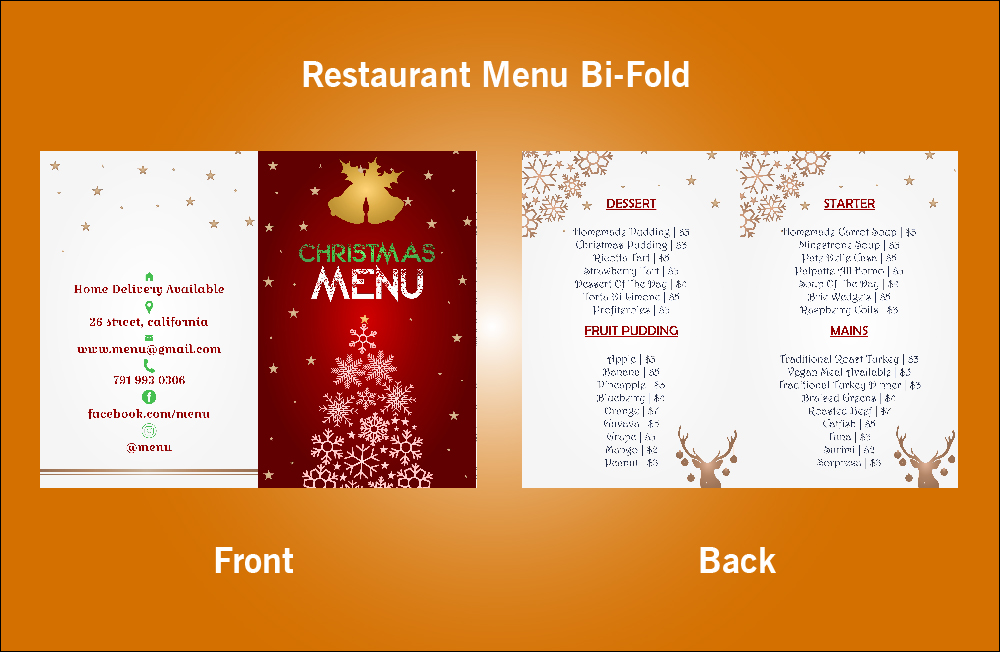 Restaurant Christmas Bi-Fold Menu - V42