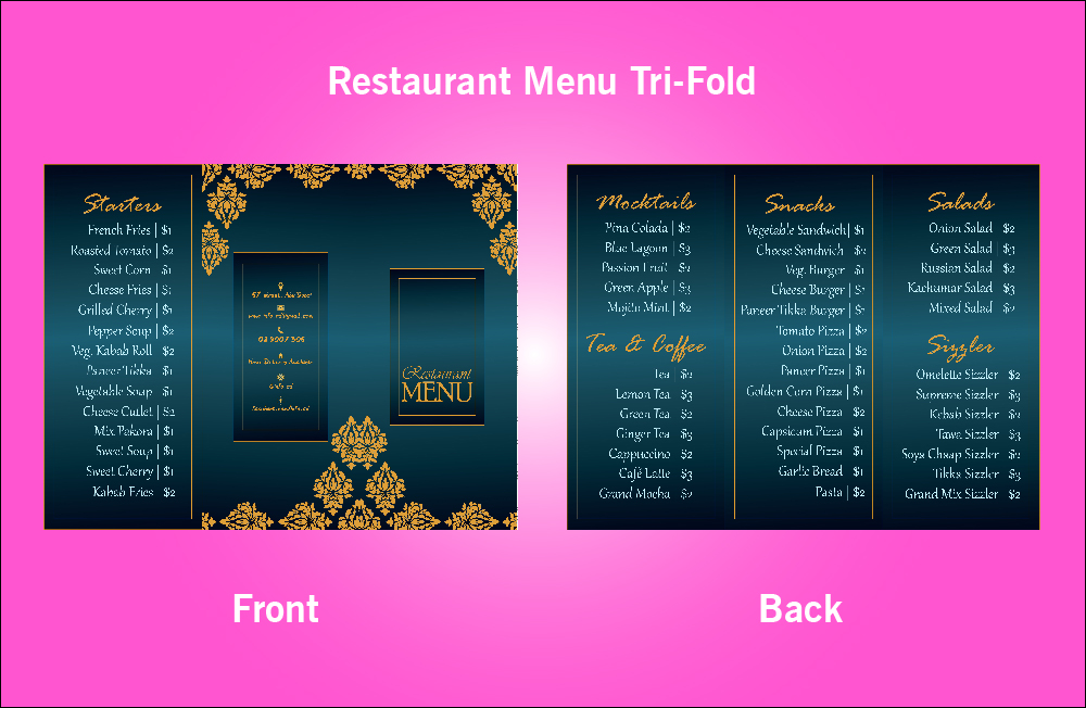 Restaurant Tri-Fold Menu - V45