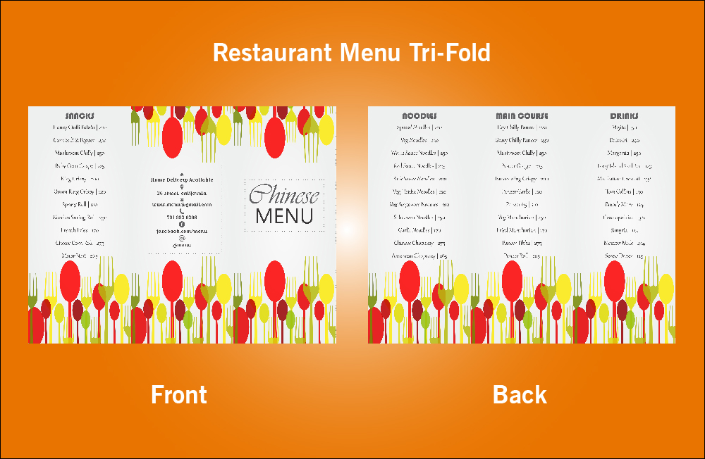 Restaurant Chinese Tri-Fold Menu - V47