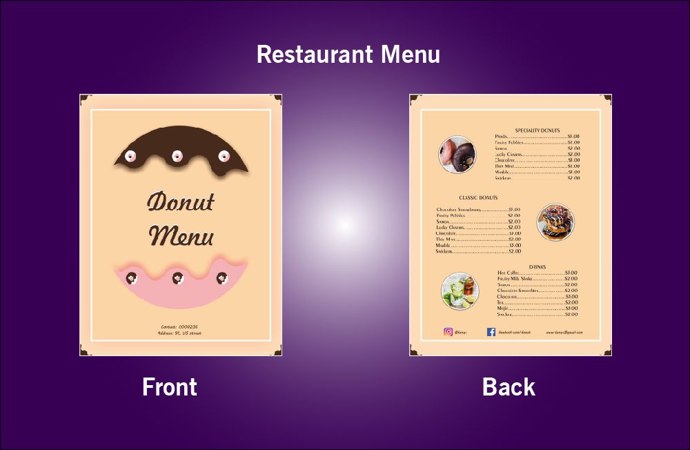 Restaurant Donut Menu - S12