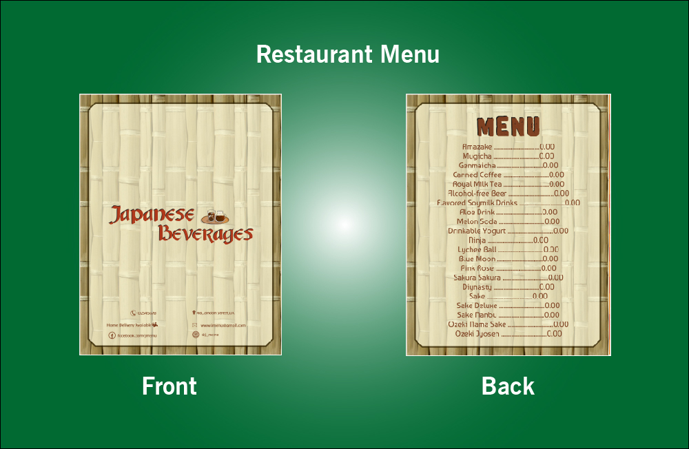 Restaurant Japanese Beverages Menu - S16