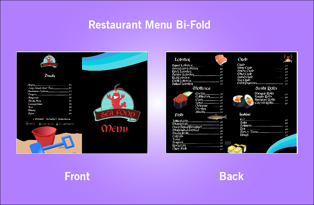 Restaurant Sea-Food Menu Bi-Fold - S4