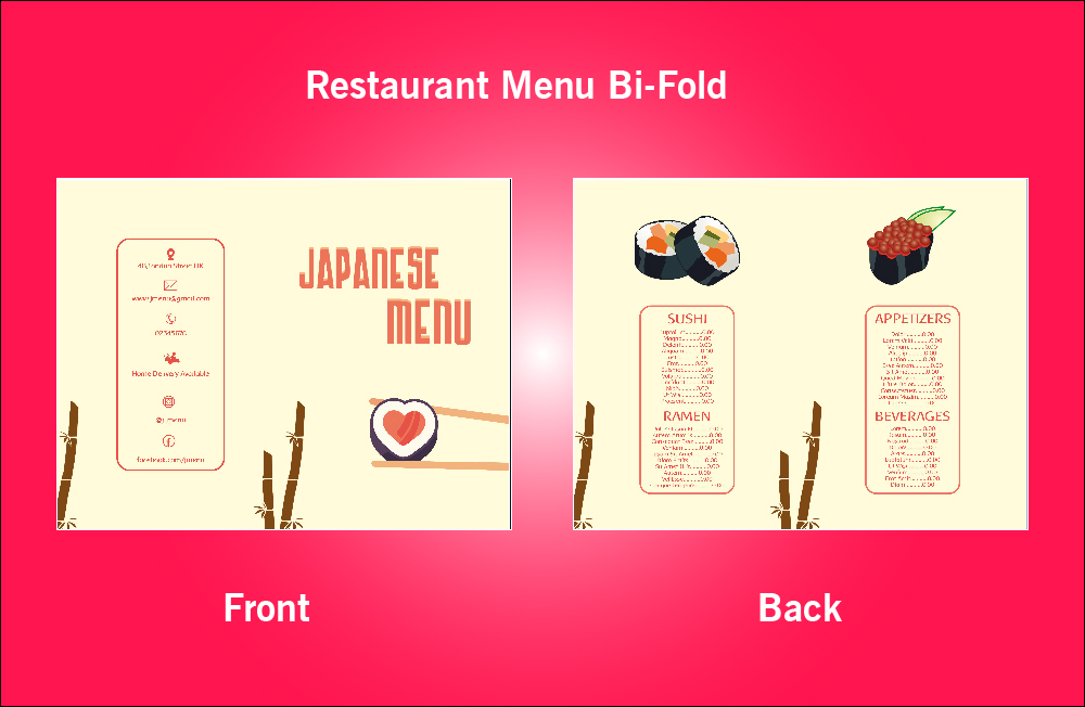 Restaurant Japanese Menu Bi-Fold - S2