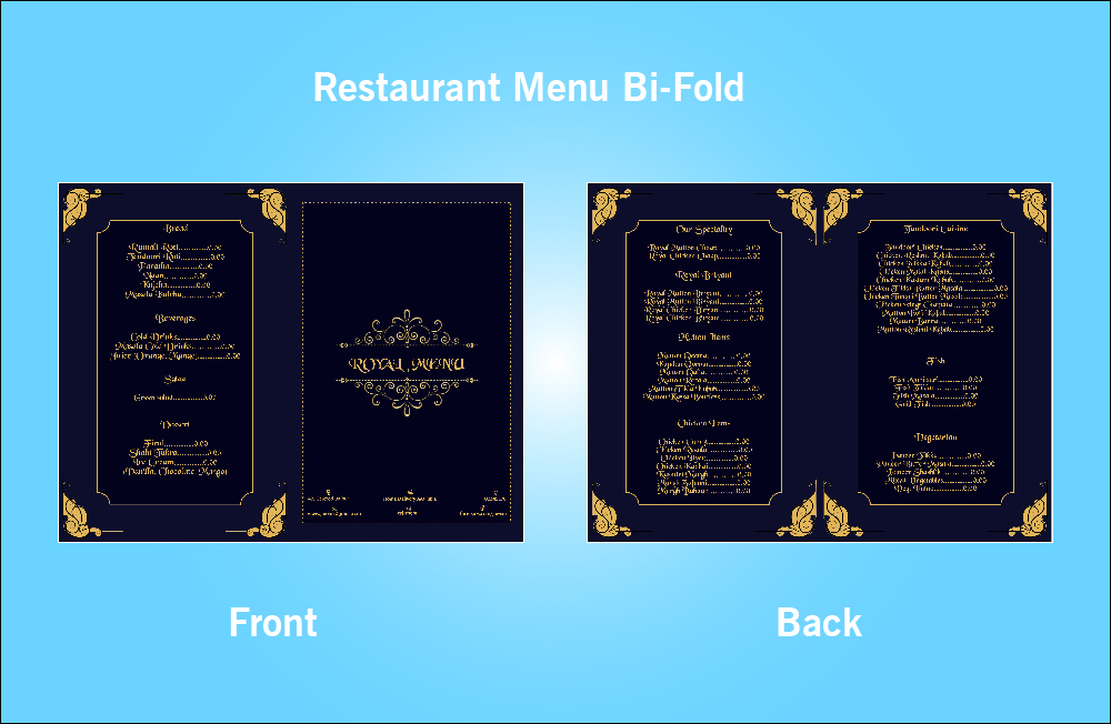 Restaurant Royal Menu Bi-Fold - S1