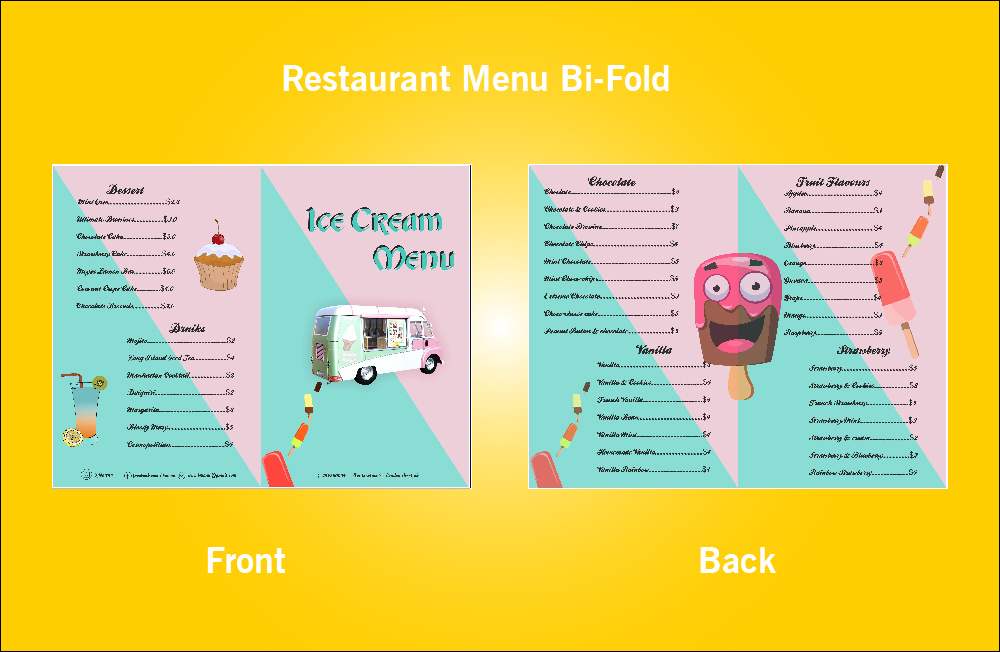 Restaurant Ice-Cream Menu Bi-Fold - S3