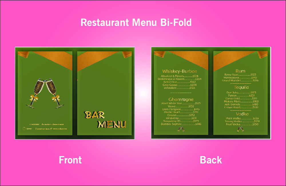 Restaurant Bar Menu Bi-Fold - S5