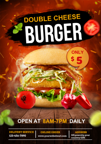 Double Cheese Burger Restaurant Flyer