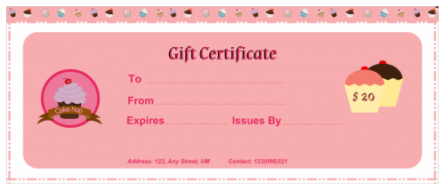 Cake Shop Gift Certificate