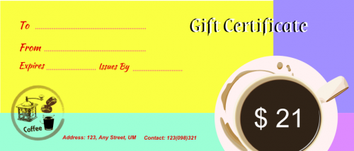 Coffee Shop Gift Certificate