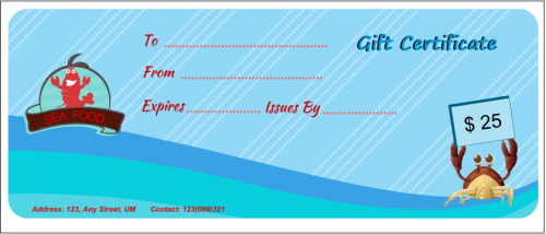 Sea Food Gift Certificate