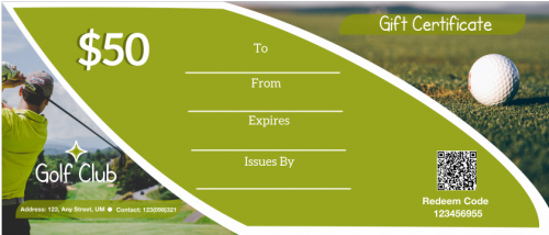 Golf Club Gift Certificate