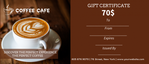 Coffee Cafe Gift Certificate