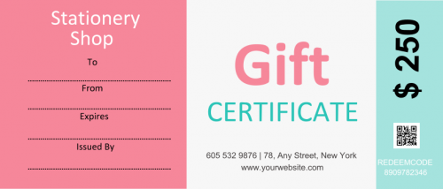 Stationary Shop Gift Certificate