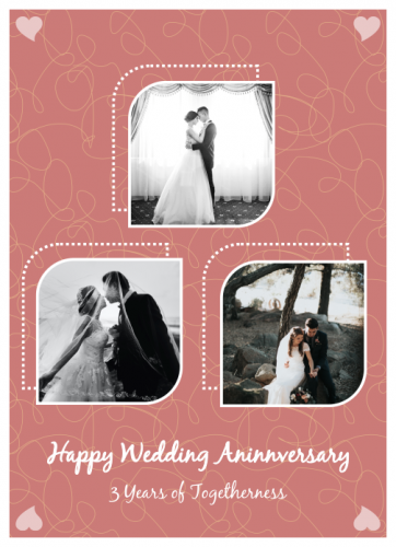 Happy Anniversary 3 Years Of Togetherness Photo Collage (5x7)  