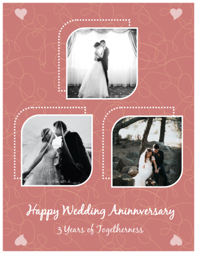 Happy Anniversary 3 Years Of Togetherness Photo Collage (8.5x11)   