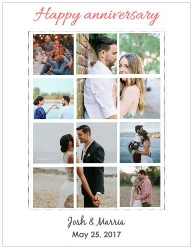 Josh & Marria Happy Anniversary Photo Collage (8.5x11)   