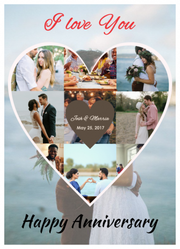 Happy Anniversary 2 Photo Collage (5x7)   