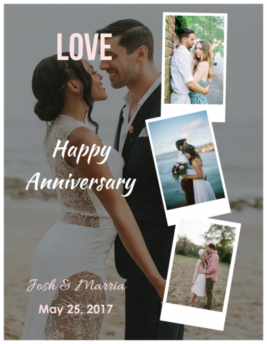 Happy Anniversary  Love 3 Photo Collage (8.5x11) 