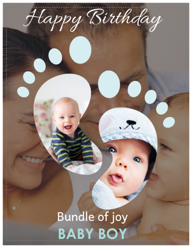 Happy Birthday Baby Boy Photo Collage (8.5x11)