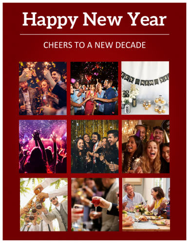 Happy New Year Cheers To A  New Decade Photo Collage (8.5x11)