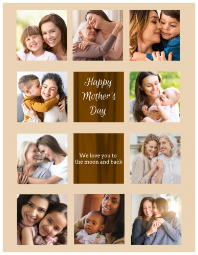 Happy Mother's Day We Love You To The Moon And Back Photo Collage (8.5x11) 